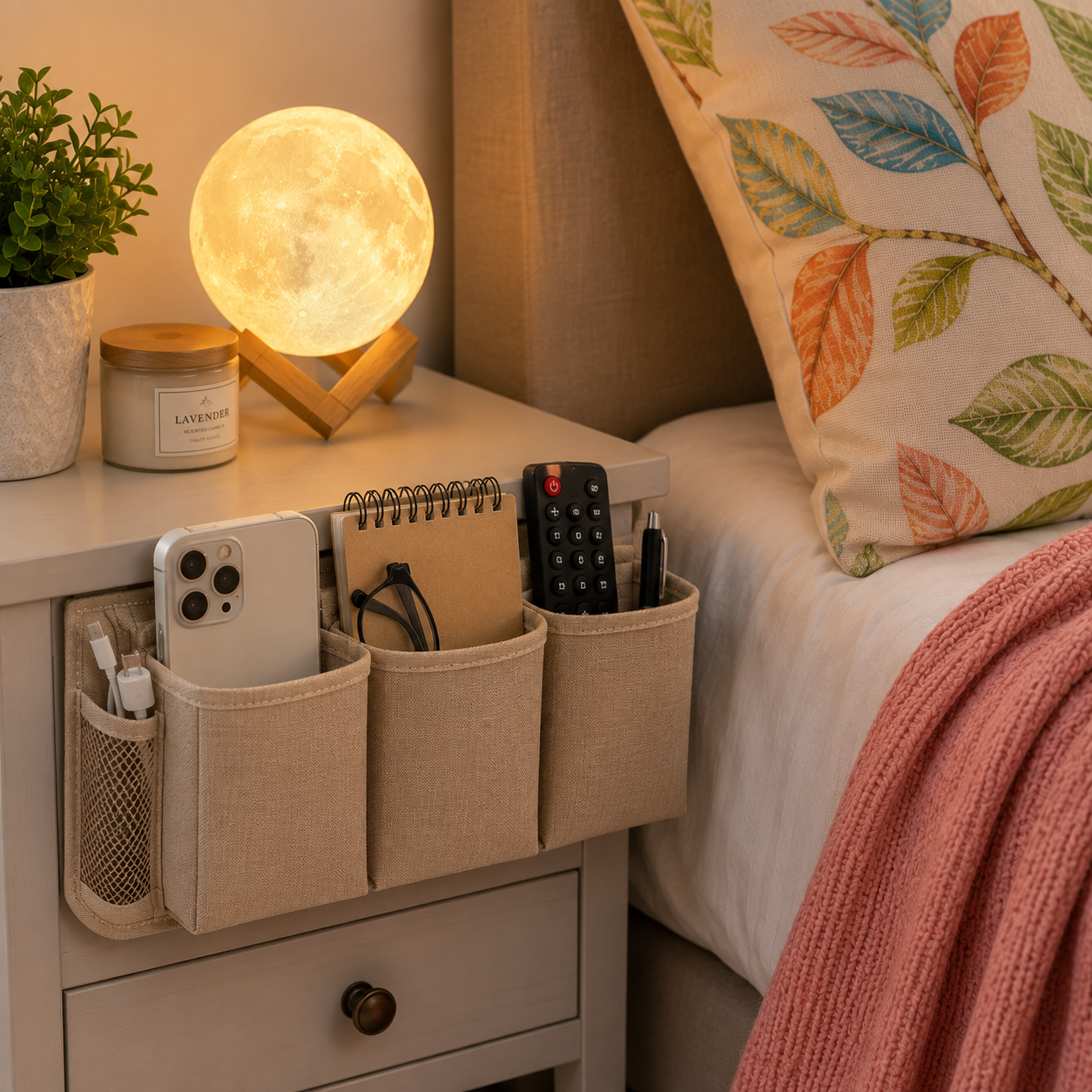 Bedside side organizer